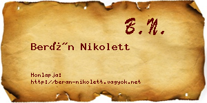 Berán Nikolett névjegykártya